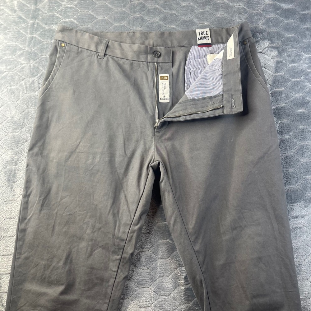 Blackberrys True Khakis Men 38 Grey Good B90 Smart Leg Low Rise Stretch Chinos